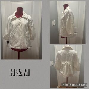H&M Women's White Textured crop Jacket size 8